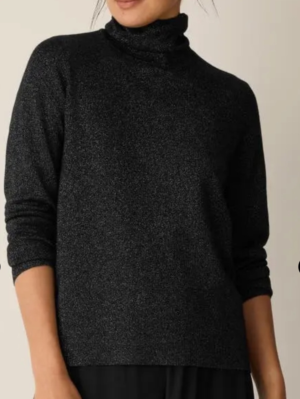 Eileen Fisher Long Sleeve Metallic Wool Blend Turtleneck Top Size XL NWT -